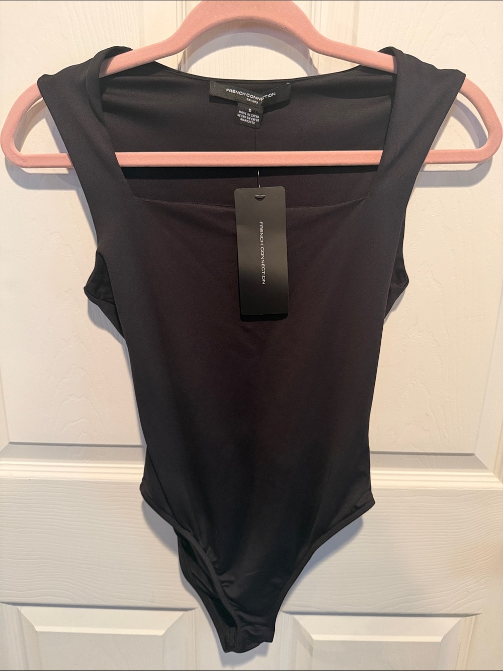 French Connection Black Sleeveless Square-Neck Bodysuit with Tag